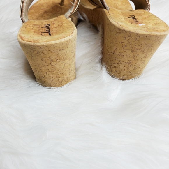 Clarks Gold Leather & Medallion Wedges - Picture 6 of 6